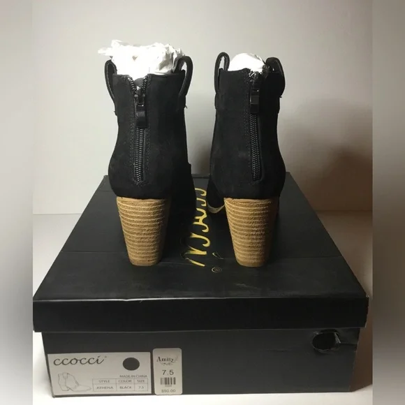 Black Suede Ankle Boots CCOCCI Athena Size 7.5 NIB - Picture 3 of 3
